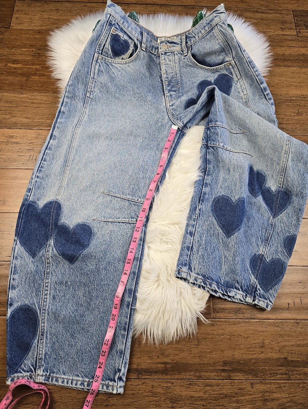 Free People We The Free People Heart Shadow  Barrel Good Luck Jeans 27 - Picture 5 of 14